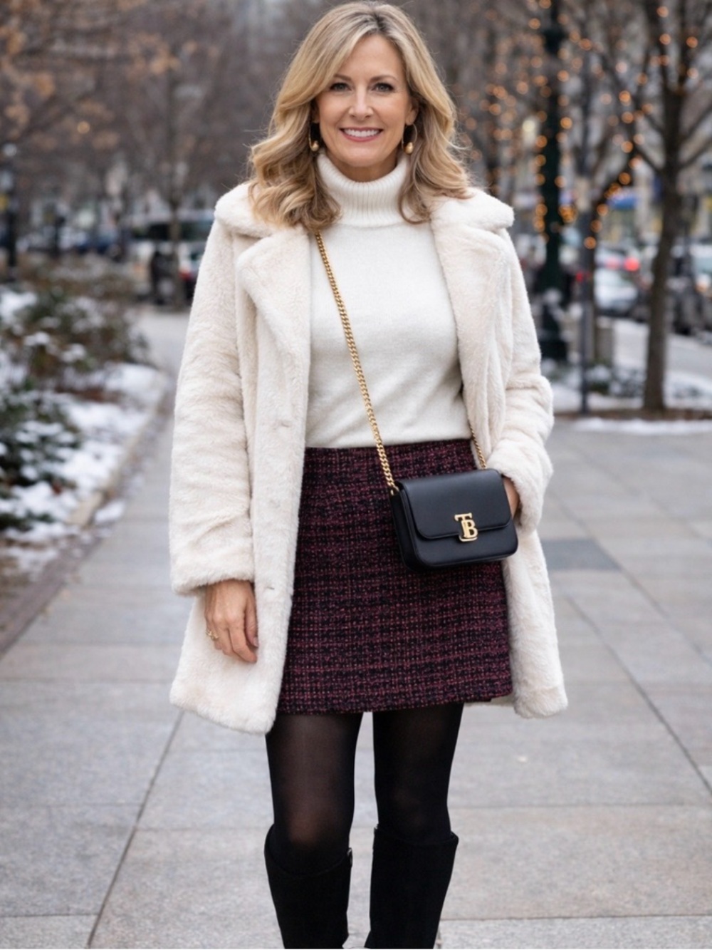 Chic Tweed Mini Skirt in Pink and Black